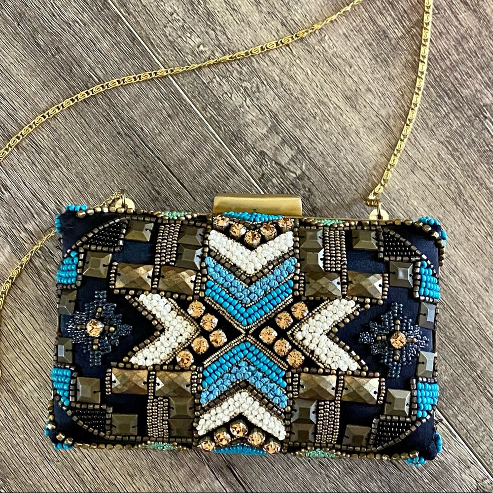 Vintage Moyna Couture Beaded Embellished Snap Clutch